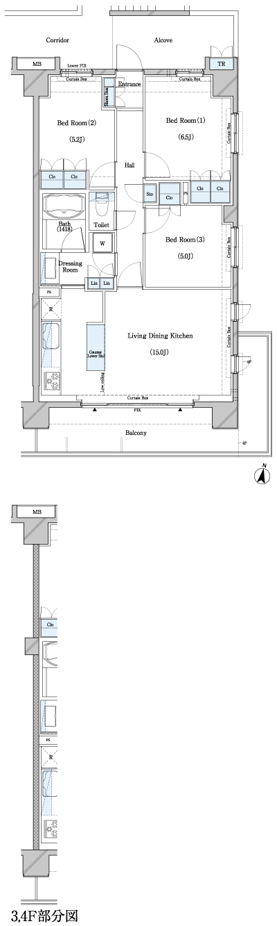 Floor: 3LDK + TR, the occupied area: 70.57 sq m