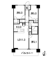 Floor: 3LDK + WIC + TR, the occupied area: 65.72 sq m