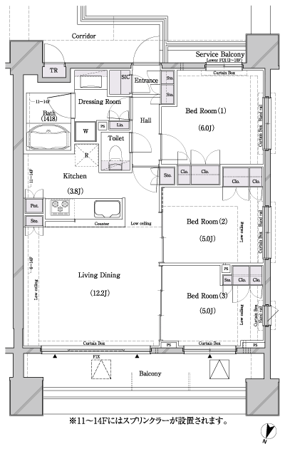 Floor: 3LDK + SIC + TR, the occupied area: 69.42 sq m