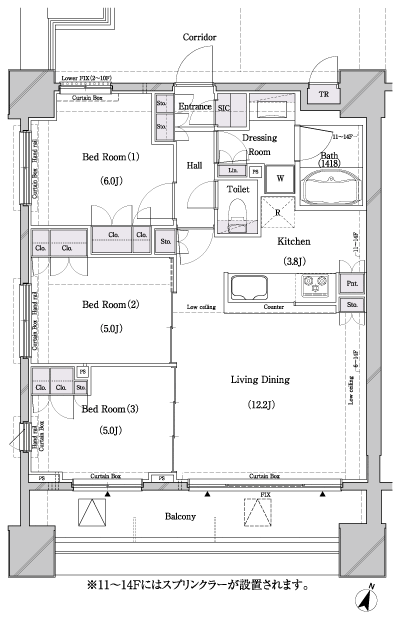 Floor: 3LDK + SIC + TR, the occupied area: 69.42 sq m
