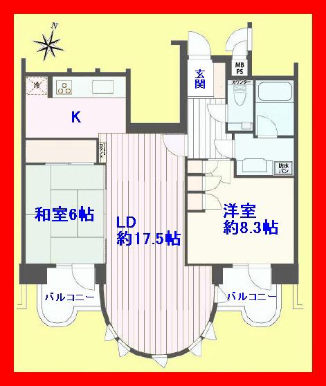 Floor plan. 2LDK, Price 23.8 million yen, Footprint 68.2 sq m , Balcony area 7.01 sq m south-facing balcony