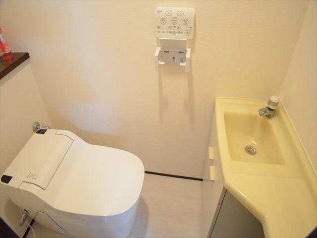 Toilet. Toilet with hand washing facilities