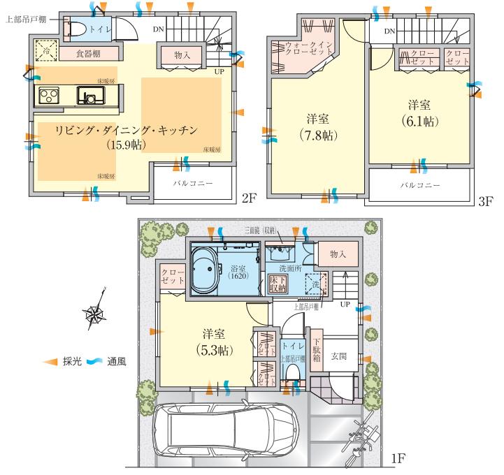 Floor plan. 42,800,000 yen, 3LDK, Land area 55.75 sq m , Building area 87.4 sq m   ■ 3LDK of room ■ I'm happy all the room facing south