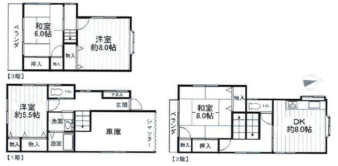 Floor plan. 30,800,000 yen, 4DK, Land area 72.9 sq m , Building area 110.7 sq m