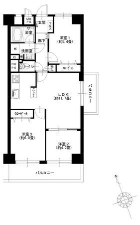 Floor plan. 3LDK, Price 27,900,000 yen, Footprint 60.5 sq m