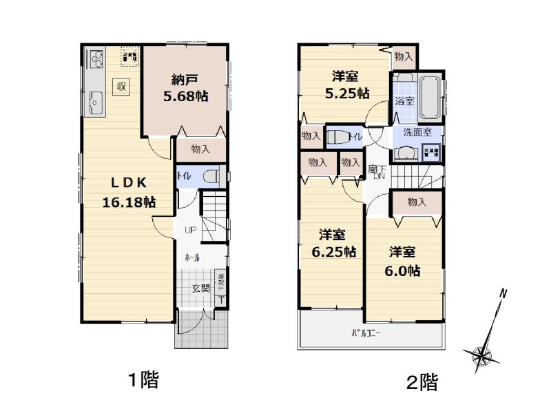 Floor plan. (A Building), Price 41,800,000 yen, 3LDK+S, Land area 87 sq m , Building area 92.94 sq m
