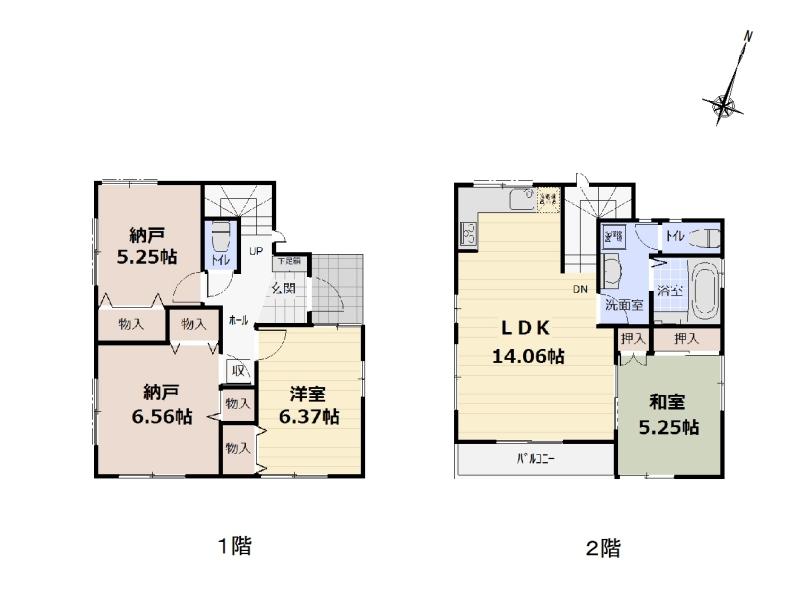 Floor plan. (E Building), Price 39,800,000 yen, 2LDK+2S, Land area 82.2 sq m , Building area 90.05 sq m