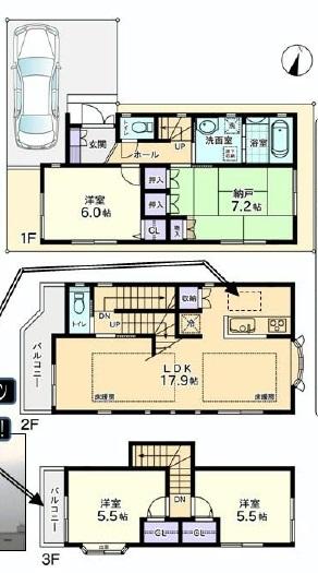 Floor plan. 39,500,000 yen, 4LDK, Land area 72.82 sq m , Building area 101.84 sq m