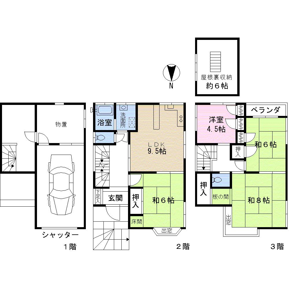 Floor plan. 25,800,000 yen, 4LDK, Land area 68.51 sq m , Building area 128.34 sq m