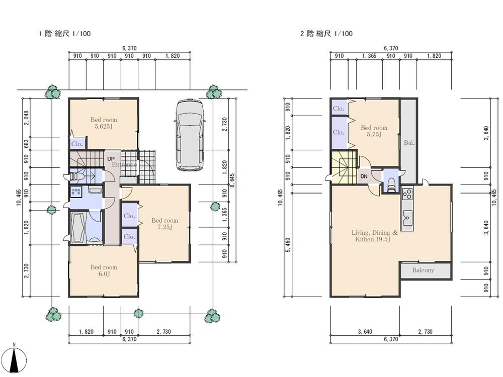 Building plan example (floor plan). Building plan (first floor: 49.27 sq m , Second floor: 49.27 sq m)