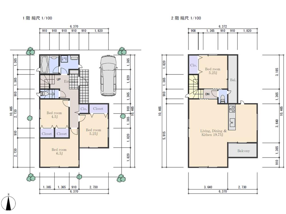 Building plan example (floor plan). Building plan (first floor: 49.27 sq m , Second floor: 49.27 sq m)