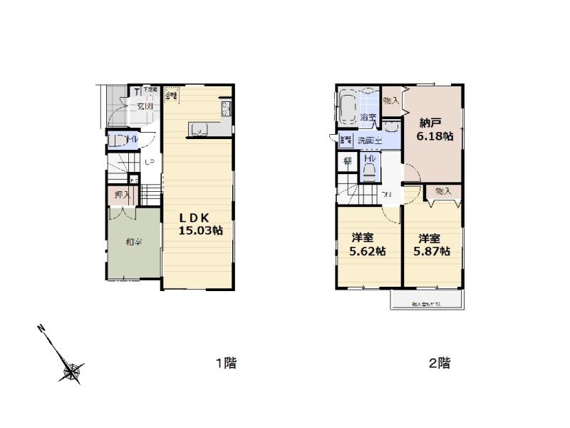 Floor plan. (F Building), Price 55,500,000 yen, 3LDK+S, Land area 74.61 sq m , Building area 85.39 sq m