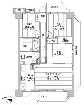 Floor plan. 3LDK, Price 33,800,000 yen, Occupied area 73.44 sq m , Balcony area 13.7 sq m interior is finished in new construction similar to clean