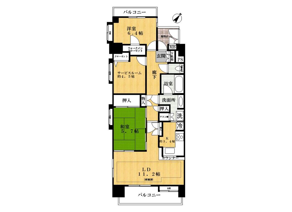 Floor plan. 2LDK + S (storeroom), Price 35,800,000 yen, Occupied area 75.14 sq m , Balcony area 11.85 sq m      ■ Immediately until the floor plan ● Funabori Station! Good location property of the corner room.