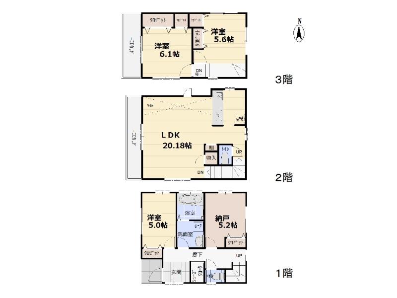 Floor plan. (B Building), Price 46,800,000 yen, 3LDK+S, Land area 85.81 sq m , Building area 101.24 sq m