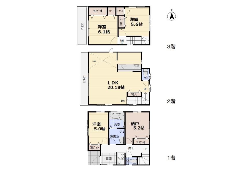 Floor plan. (A Building), Price 46,800,000 yen, 3LDK+S, Land area 85.81 sq m , Building area 101.64 sq m