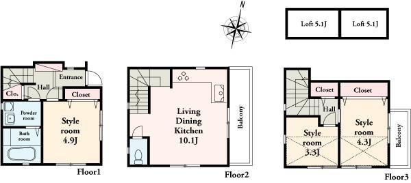 Floor plan. 29,800,000 yen, 3LDK, Land area 34.9 sq m , Building area 60.31 sq m