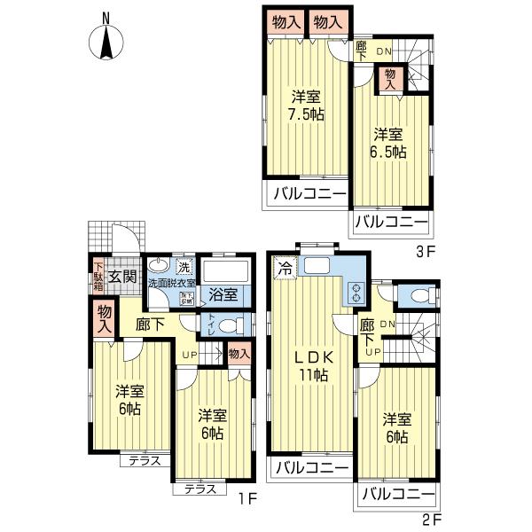 Floor plan. 34,800,000 yen, 5LDK, Land area 84.01 sq m , Building area 100.02 sq m
