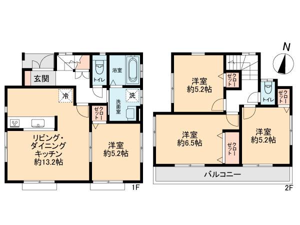 Floor plan. 37,800,000 yen, 4LDK, Land area 83.92 sq m , Building area 83.63 sq m