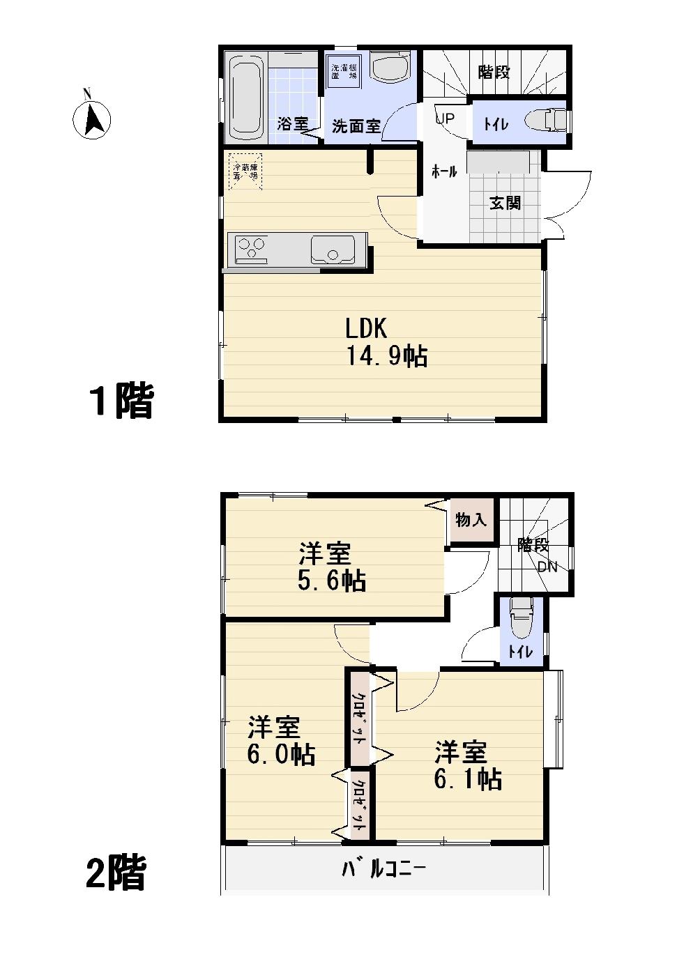 Floor plan. (D Building), Price 37,800,000 yen, 3LDK, Land area 102.23 sq m , Building area 79.59 sq m