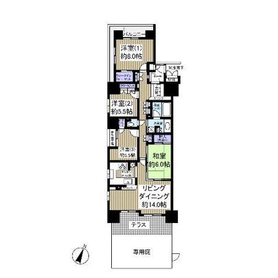 Floor plan. About 102m2, 4LDK, Corner room, Bathroom 1620