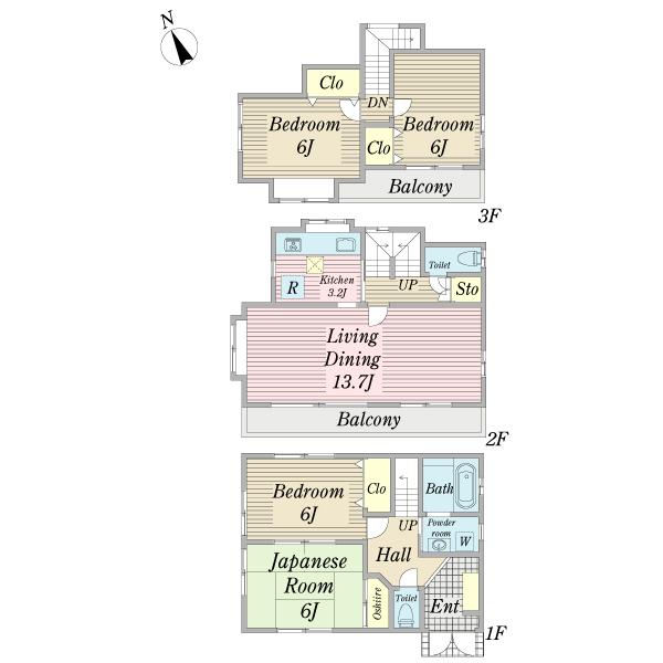 Floor plan. 42,800,000 yen, 3LDK, Land area 94.32 sq m , Building area 102.26 sq m