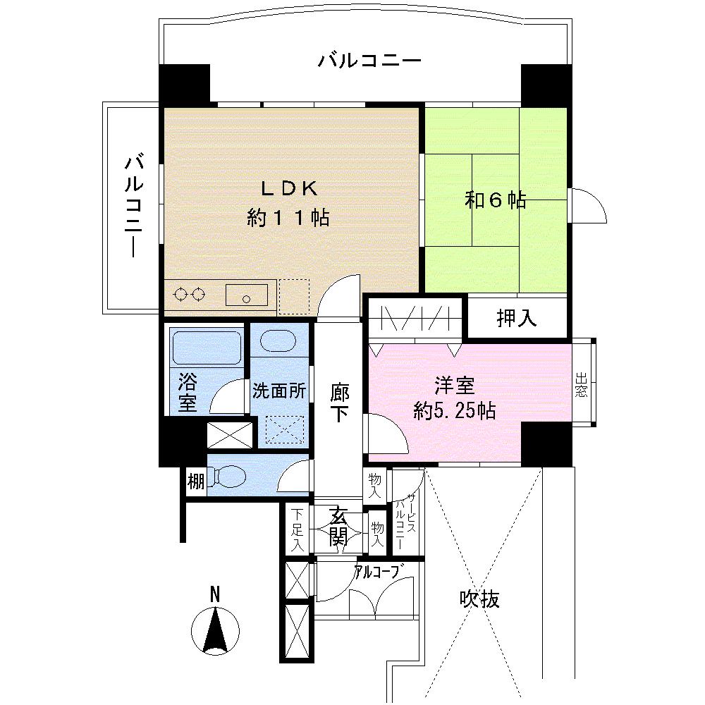 Floor plan. 2LDK, Price 24,200,000 yen, Occupied area 53.17 sq m , Balcony area 16.09 sq m
