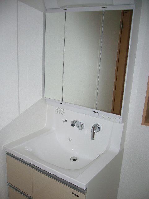 Wash basin, toilet. Bathroom vanity