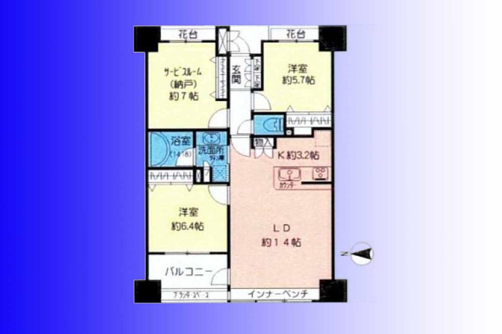 Floor plan. 3LDK, Price 41,500,000 yen, Occupied area 75.63 sq m , Balcony area 6.8 sq m   [Popular counter kitchen] Since overlooking the living, Conversation of the family is also more likely to