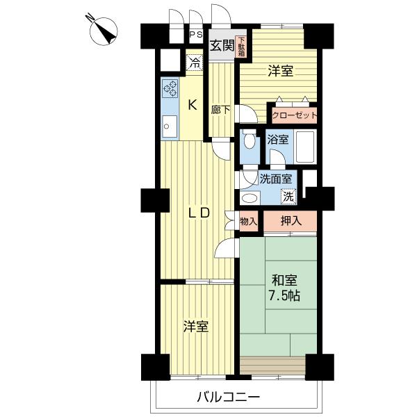 Floor plan. 3LDK, Price 21,800,000 yen, Footprint 66 sq m , Balcony area 7.73 sq m floor plan