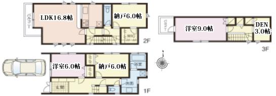 Floor plan. (B Building), Price 49,800,000 yen, 2LDK+2S, Land area 85.41 sq m , Building area 122.67 sq m