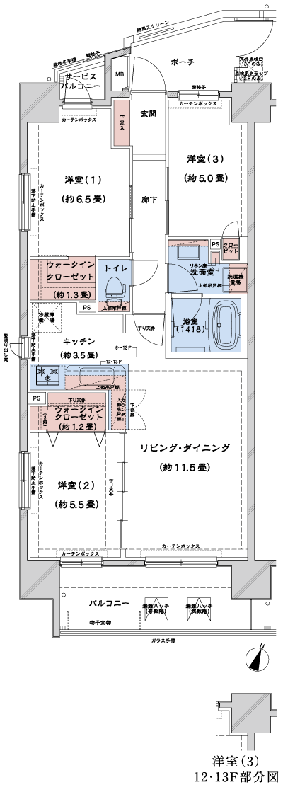 Floor: 3LDK + 2WIC + P + SB, the occupied area: 71.02 sq m
