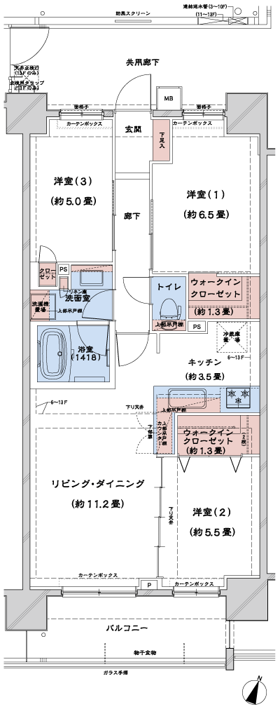 Floor: 3LDK + 2WIC, occupied area: 70.21 sq m