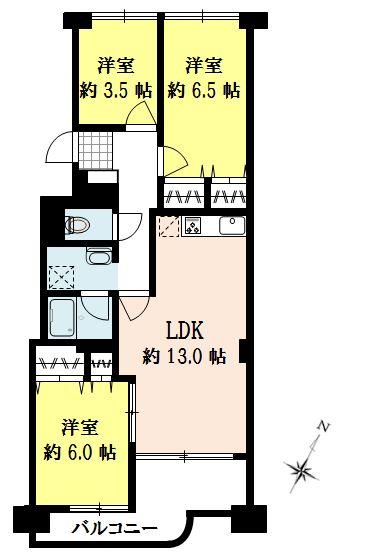 Floor plan. 3LDK, Price 26.5 million yen, Occupied area 69.17 sq m , Balcony area 11.01 sq m floor plan