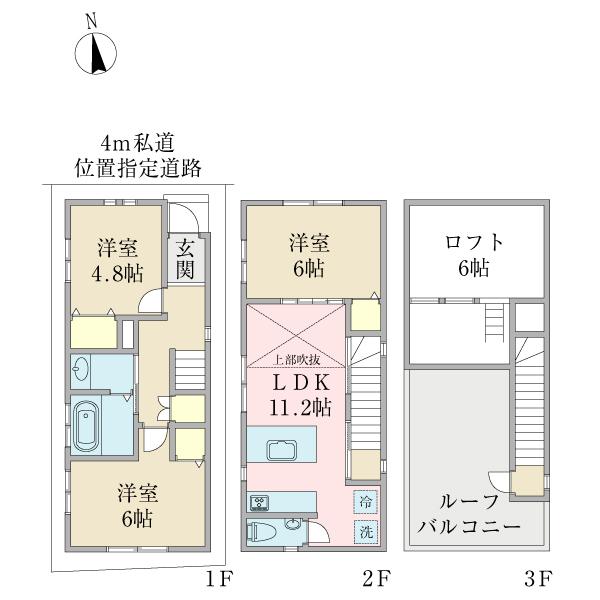 Floor plan. 41,800,000 yen, 3LDK, Land area 47.97 sq m , Stairwell in the building area 72.66 sq m LDK, Yes Loft