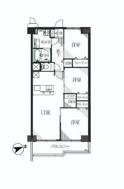 Floor plan. 3LDK, Price 24,800,000 yen, Footprint 69 sq m , Balcony area 7.96 sq m