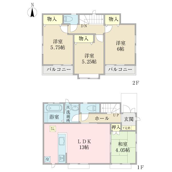 Floor plan. 42,300,000 yen, 4LDK, Land area 87.54 sq m , Building area 81.97 sq m