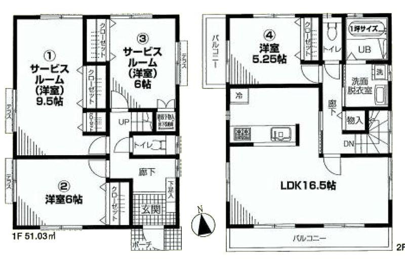 Floor plan. 43,800,000 yen, 2LDK+2S, Land area 103.21 sq m , Building area 102.06 sq m spacious floor plan