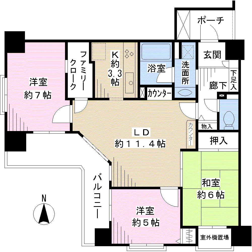 Floor plan. 3LDK, Price 26,800,000 yen, Occupied area 73.13 sq m , Balcony area 10.4 sq m