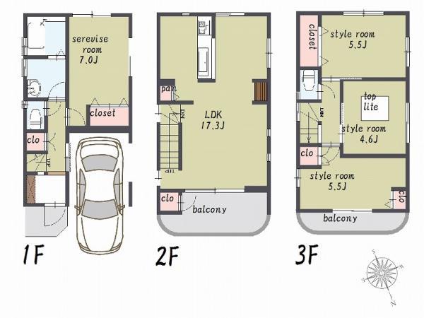 Floor plan. 45,800,000 yen, 4LDK, Land area 63.13 sq m , Building area 105.99 sq m 105.99 sq m  4LDK + loft