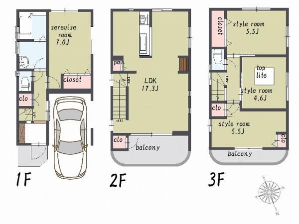 Floor plan. 45,800,000 yen, 4LDK, Land area 63.13 sq m , Building area 105.99 sq m 105.99 sq m 4LDK + loft
