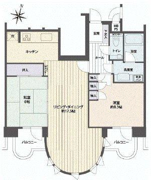 Floor plan. 2LDK, Price 23.8 million yen, Footprint 68.2 sq m , Balcony area 7.01 sq m