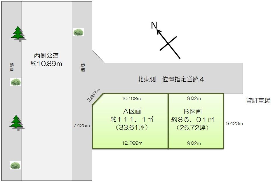 Compartment figure. Land price 23.4 million yen, Land area 85.01 sq m B compartment