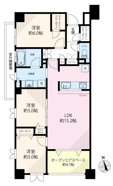 Floor plan. 3LDK, Price 37,800,000 yen, Occupied area 70.13 sq m , Balcony area 6.8 sq m