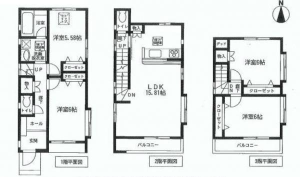 Floor plan. 42,800,000 yen, 4LDK, Land area 75.38 sq m , Building area 96.91 sq m