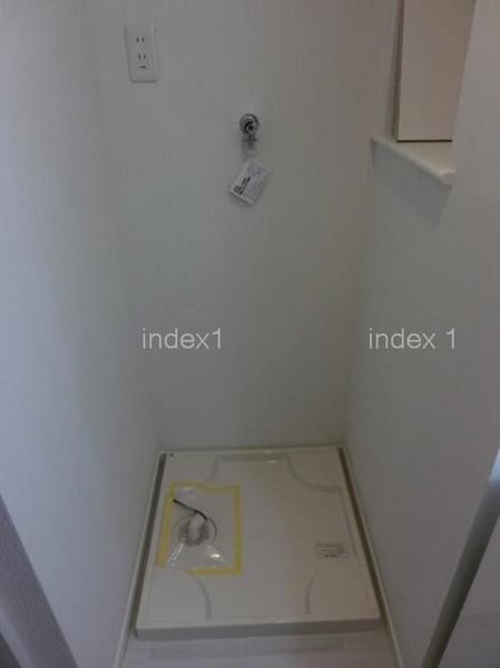 Wash basin, toilet. There is also indoor washing machine Storage!