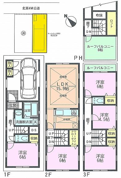 Floor plan. 49,800,000 yen, 5LDK, Land area 59.13 sq m , Building area 130.49 sq m Floor