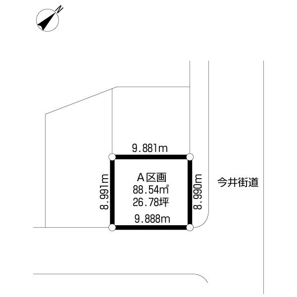 Compartment figure. Land price 34,800,000 yen, Land area 88.54 sq m