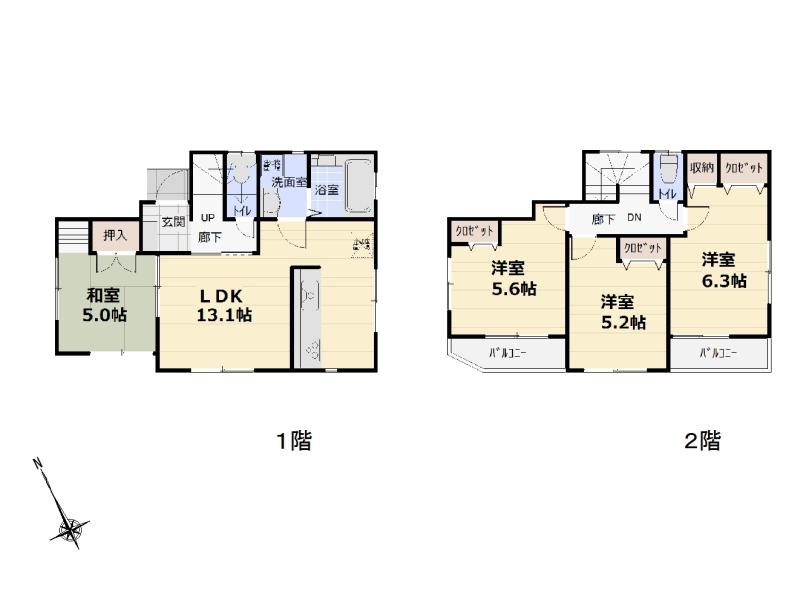 Floor plan. (3 Building), Price 37,800,000 yen, 4LDK, Land area 88.04 sq m , Building area 83.62 sq m