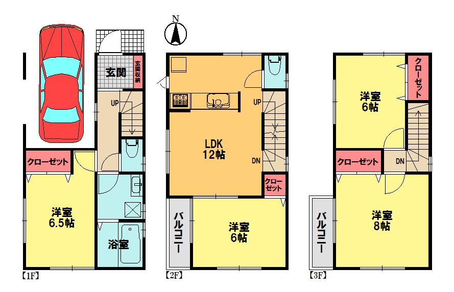 Floor plan. 41,800,000 yen, 4LDK, Land area 62.81 sq m , Building area 100.84 sq m